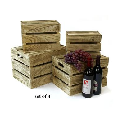 wood crate s4 burnt finish lid td35 4 handles