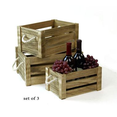 wood crate s3 burnt finish td36 3 handles bowls trays