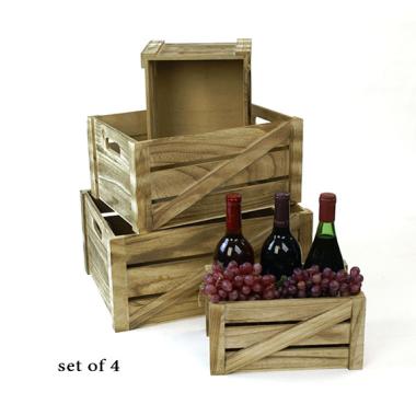 wood crate s4 burnt finish td38 4 handles bowls trays