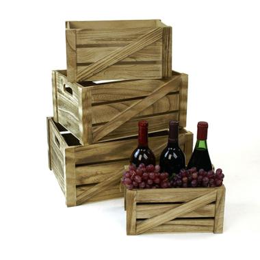 wood crate s4 burnt finish td38 4 handles bowls trays