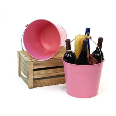 10  pail pink wood handle by11 1pk wholesale metal containers