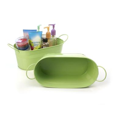 12  oval tub lime green by14 1lg wholesale metal containers tubs