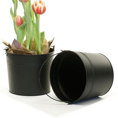 85  round tin pail black by28 1blk wholesale metal containers pails