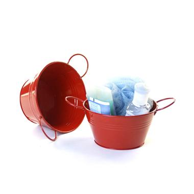 6  tin tub red by46 1r wholesale metal containers round tubs mini
