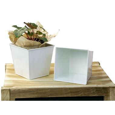 5 sq tin pot white by58 1w wholesale metal containers pails pots rect