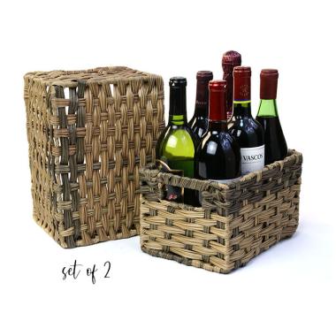 woven basket storage bin rectangle set 2 tp30 handles