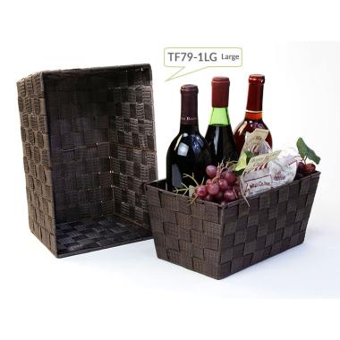 woven strap basket rectangle single large dark brown tp79 1lg