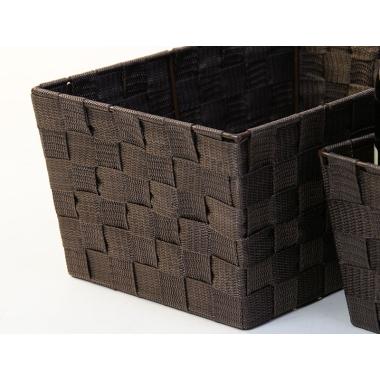 woven strap basket rectangle single large dark brown tp79 1lg