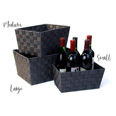 woven strap basket rectangle single medium dark gray tp80 1med