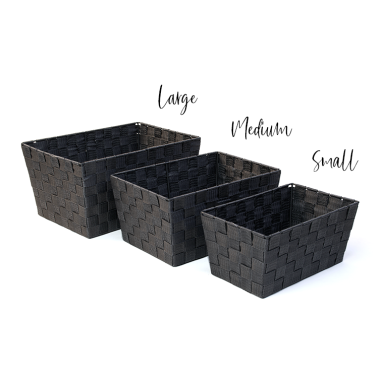 woven strap basket rectangle single small dark gray tp80 1sm