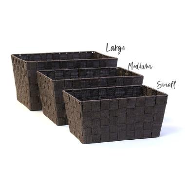 woven strap basket rectangle single large dark brown tp79 1lg