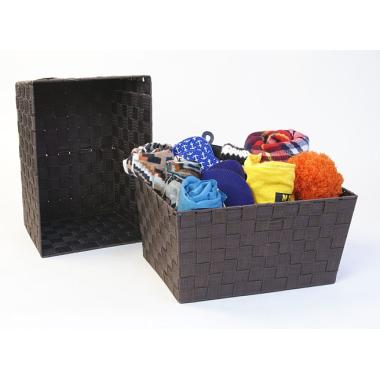 woven strap basket rectangle single large dark brown tp79 1lg