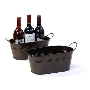 12  tin oval tub powder coated brown by14 1br wholesale metal containers