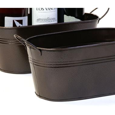 12  tin oval tub powder coated brown by14 1br wholesale metal containers