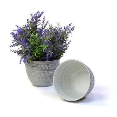 5  solid iron metal pot antique white by75 1xwh wholesale containers