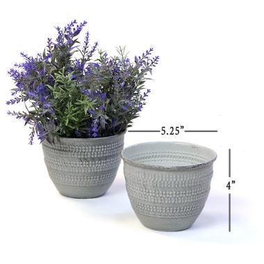 5  solid iron metal pot antique white by75 1xwh wholesale containers