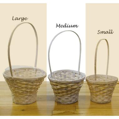 bamboo flower basket medium single sr316 1wmed wholesale containers handled baskets