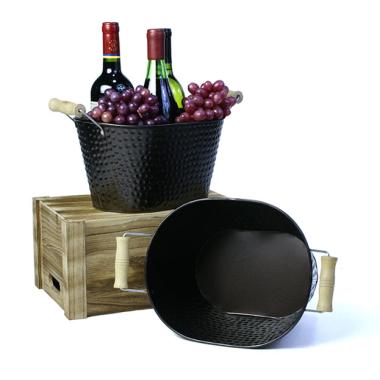 10  hammered tub wood handle by27 1 wholesale metal containers oval