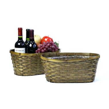 15  bamboo double planter bo754 1s handles bowls trays