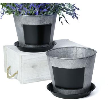 8  tin pot saucer vintage finish chalkboard by208 1vinch wholesale
