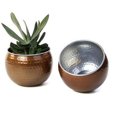 hammered solid iron bubble bowl copper by203 1cop wholesale metal containers