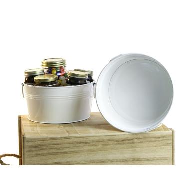 8  round tin tub white by18 1w wholesale metal containers tubs