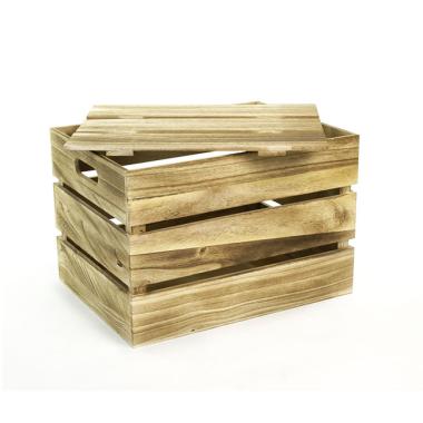 wood crate burnt finish lid large td35 1lg handles