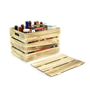 wood crate burnt finish lid large td35 1lg handles
