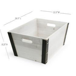 Large Rect Wooden Crate White Wash with Black