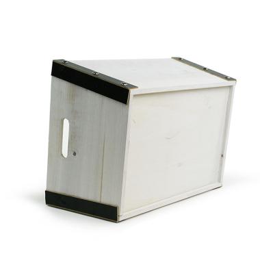 large rect wooden crate white wash black td479 1w handles