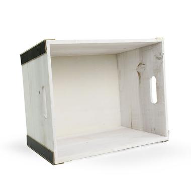 large rect wooden crate white wash black td479 1w handles