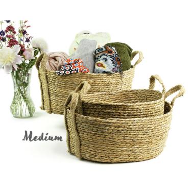 rush seagrass twine storage bin natural medium bp129 1med handles