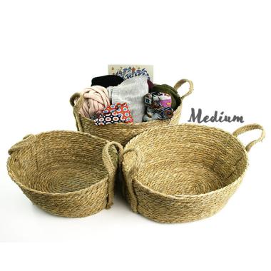 rush seagrass twine storage bin natural medium bp129 1med handles