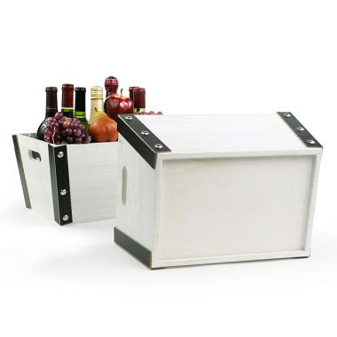 rect wooden crate white wash black medium td478 1w handles