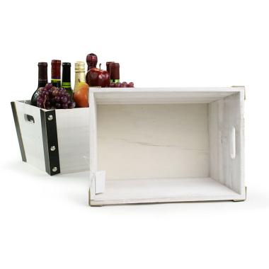 rect wooden crate white wash black medium td478 1w handles