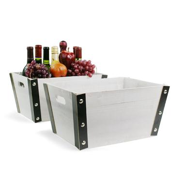 rect wooden crate white wash black medium td478 1w handles