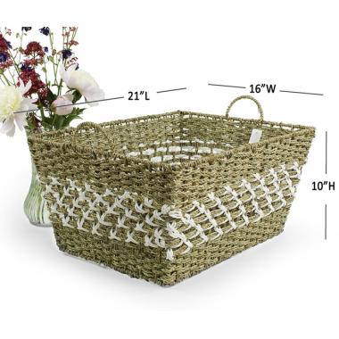 x large woven natural seagrass twine basket tp193 1 handles bowls