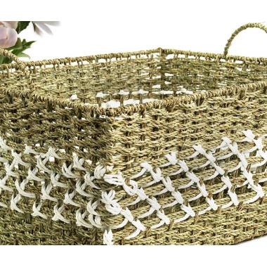 x large woven natural seagrass twine basket tp193 1 handles bowls