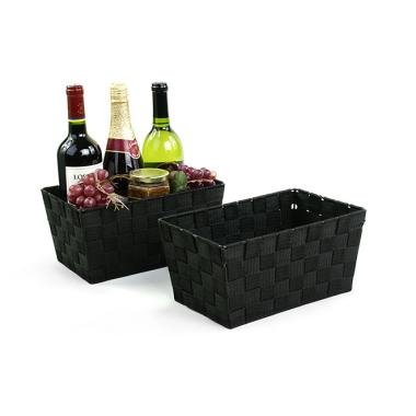 woven strap basket rectangle single black small