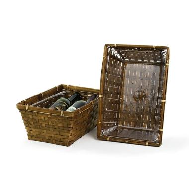 12 inch stained bamboo rectangle tray to717 1s handles bowls