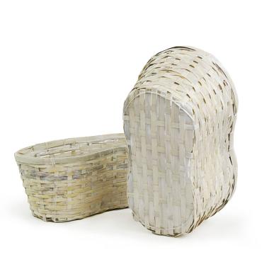 large bamboo peanut shape white wash tray bo418 1w handles