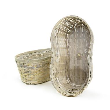large bamboo peanut shape white wash tray bo418 1w handles