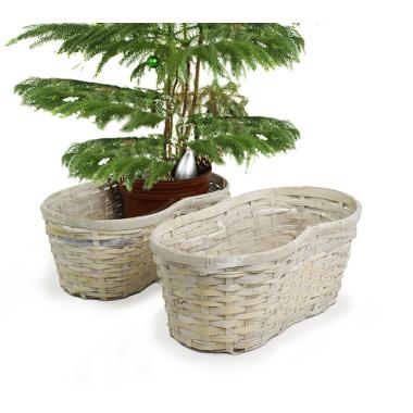 large bamboo peanut shape white wash tray bo418 1w handles
