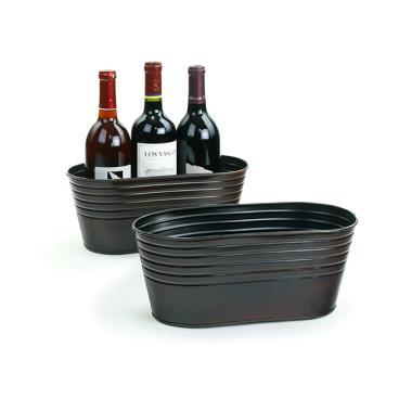 12  tin oval tub brown rust finish by12 1rst wholesale metal containers