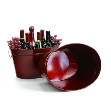 14  tin oval deep tub transparent red by24 1tpr wholesale metal