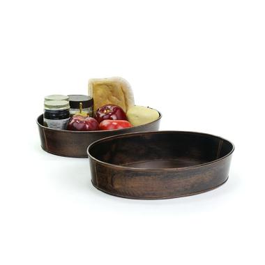 12  tin oval low bowl antique brown ty59 1br wholesale metal containers