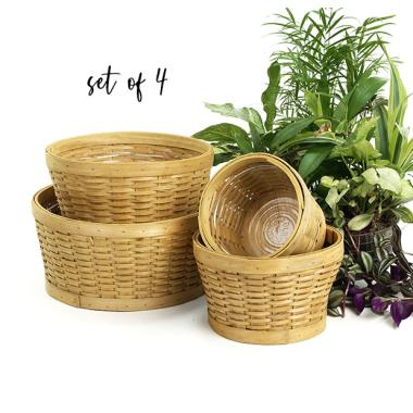 woodchip round bowl honey color s4 bd706 4 handles bowls