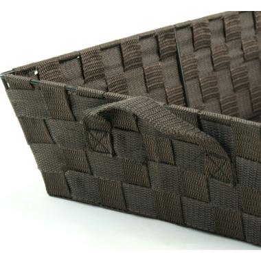 woven strap basket rectangle single dark brown tp88 1lg handles
