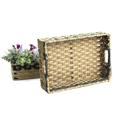woven tray rectangle naturalblack tp38 1med handles bowls trays