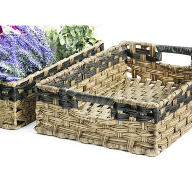 woven tray rectangle naturalblack tp38 1med handles bowls trays